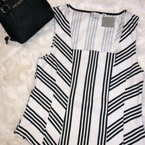 Anthropologie Square Neck White & Black Blouse